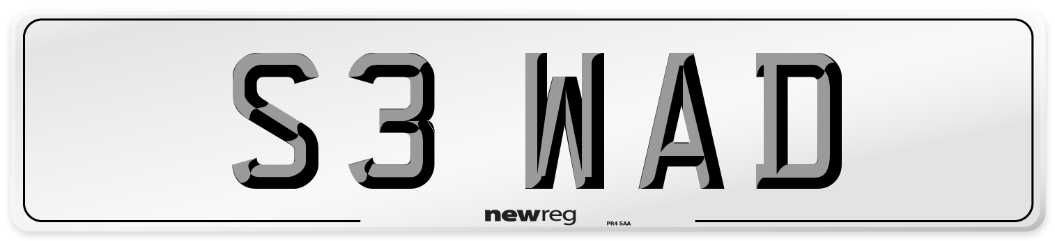 S3 WAD Number Plate from New Reg